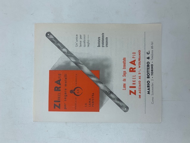 Zirkel Rapid per segare metalli, Mario Bottero & C. Torino (Pieghevole pubblicitario)